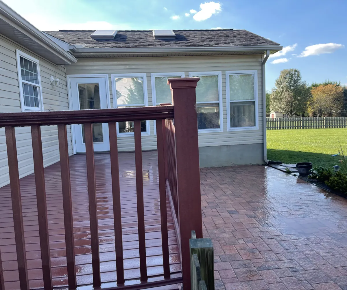 Paver patio and deck restored in Winchester VA by Thompson's Pressure Washing