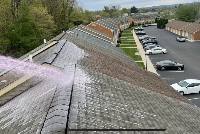 The aerial view our crew works from in Winchester VA by Thompson's Pressure Washing